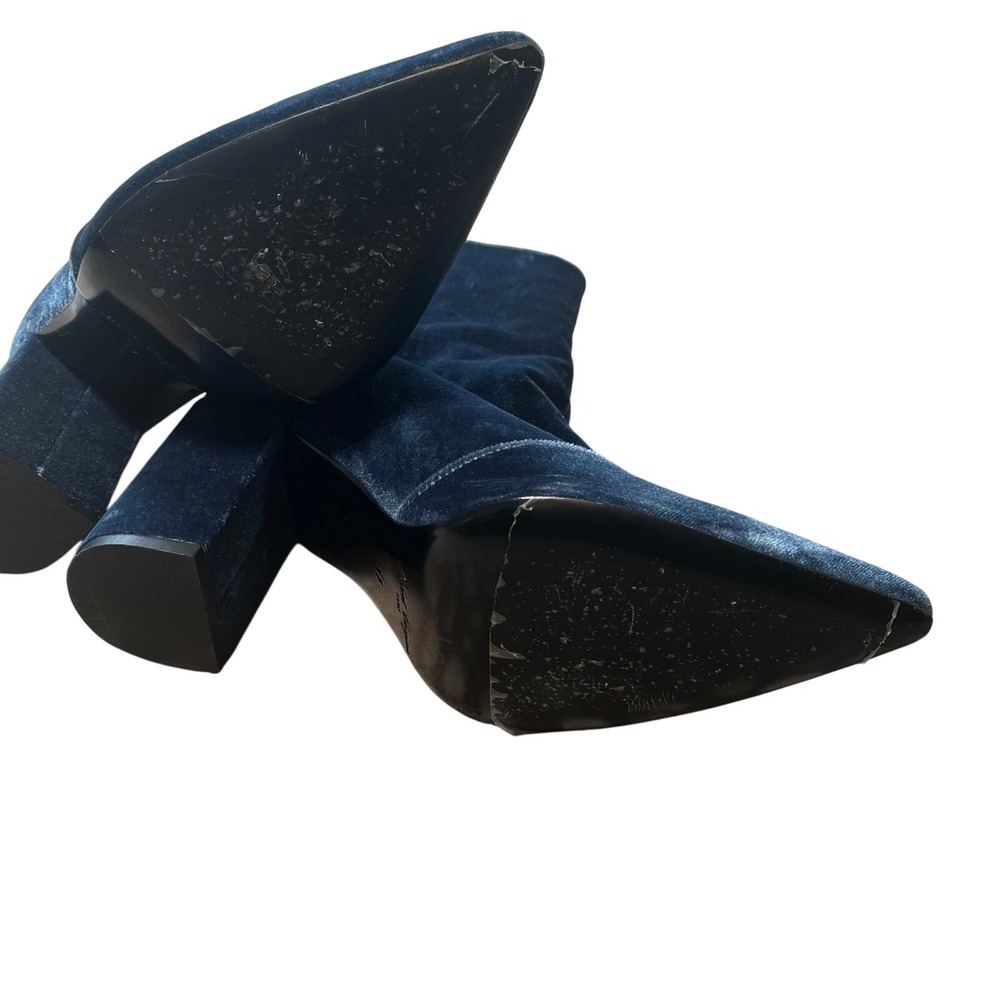 Robert Clergerie x Self Portrait Velvet‎ Ankle Pointed Toe Block Heel Boots - Picture 4 of 4